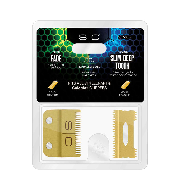 Gamma + StyleCraft Gold Clipper Fade  Blade Set