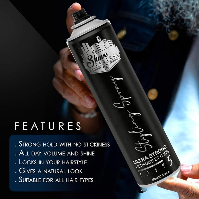 The Shave Factory Professional Ultra Strong Styling Hair Spray 400ml