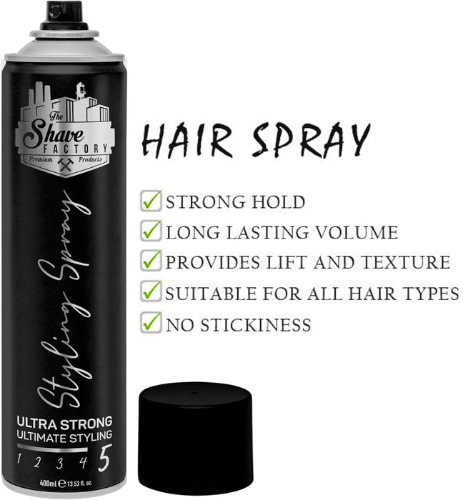 The Shave Factory Professional Ultra Strong Styling Hair Spray 400ml