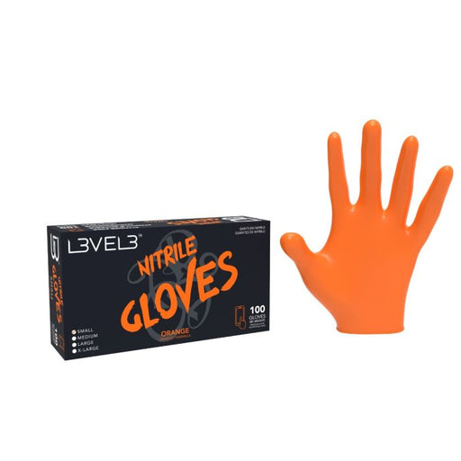 L3VEL3 Professional Nitrile Gloves Orange - Size Small 